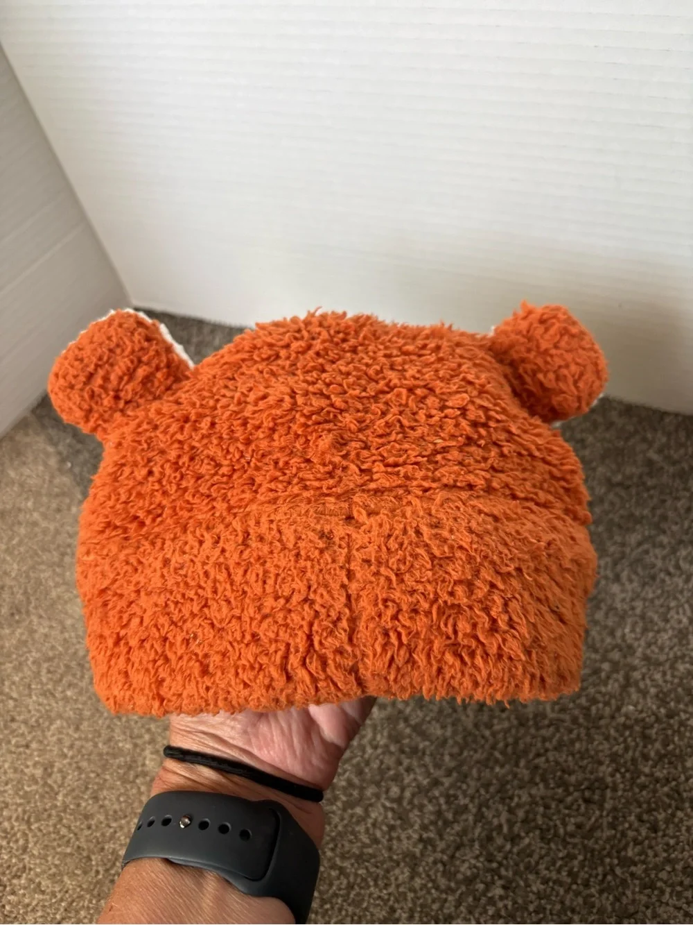 Patagonia Baby Furry Friends Hat with Baby Bear Ear Fleece Hat Pumpkin Orange